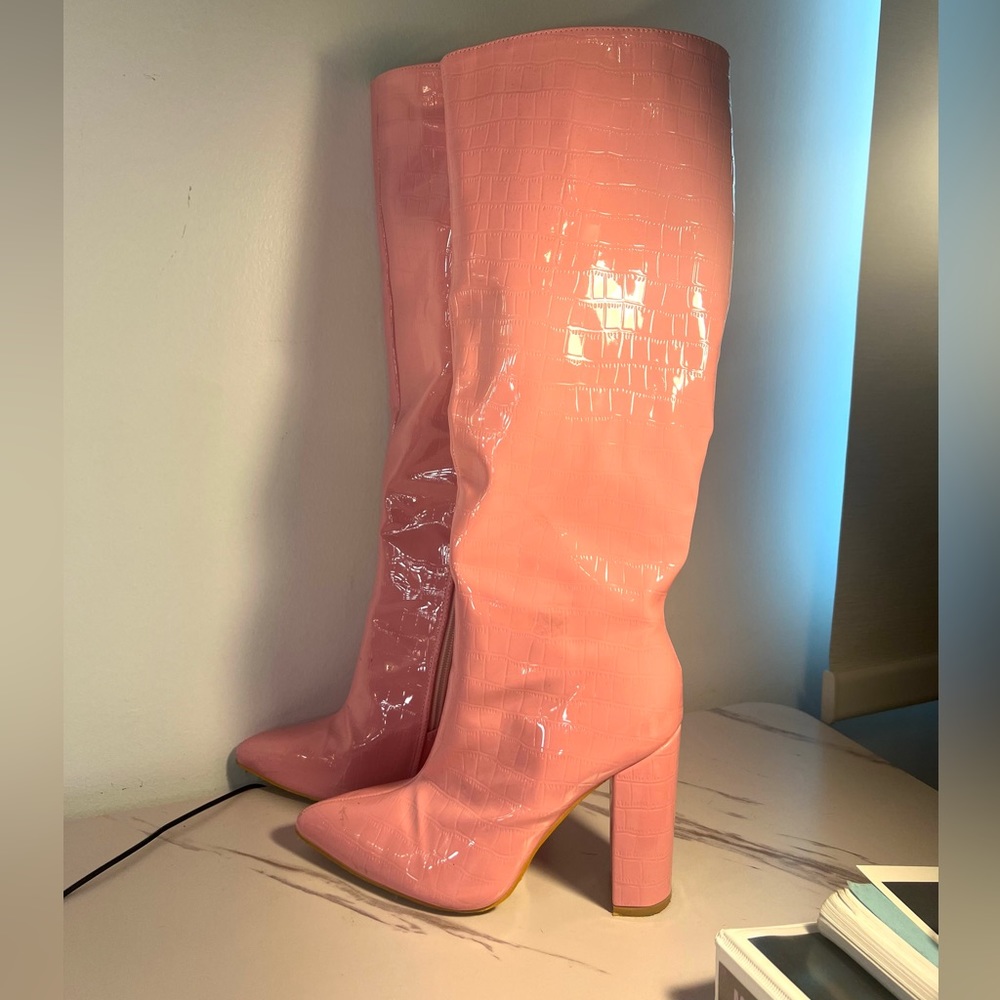 Pink High Knee Boots